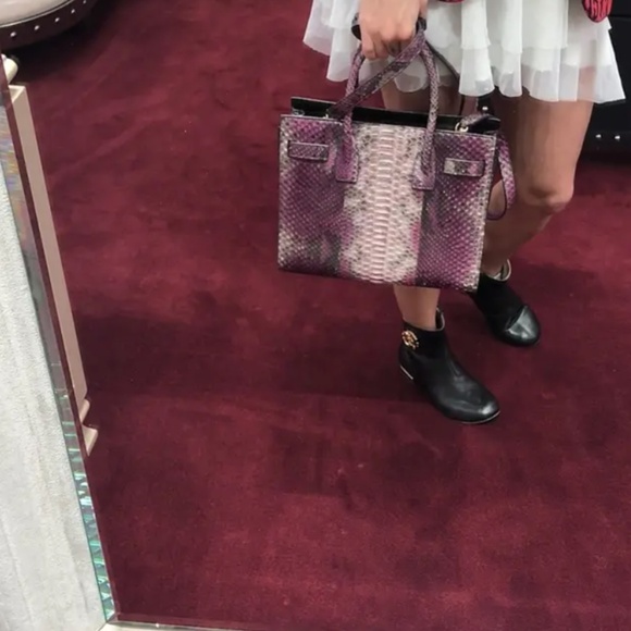 New Authentic SAINT LAURENT Baby Sac de Jour' Genuine Tote  Python Purple - Picture 1 of 9